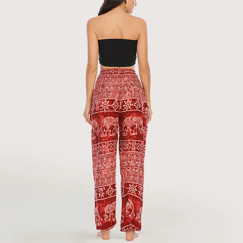 Olivenorma Elefanten-Yogahose aus Viskose, Haremshose für Damen mit elastischer Taille