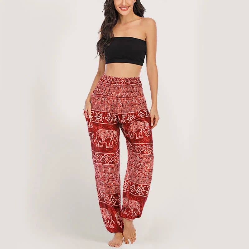 Olivenorma Elefanten-Yogahose aus Viskose, Haremshose für Damen mit elastischer Taille
