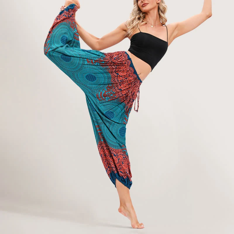 Olivenorma Vibrant Boho Mandala Damen Haremshose mit elastischer Taille