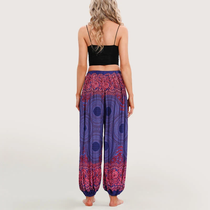 Olivenorma Vibrant Boho Mandala Damen Haremshose mit elastischer Taille