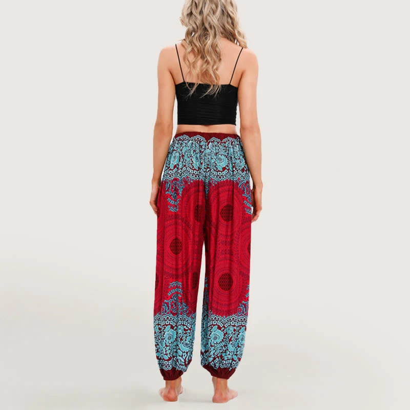 Olivenorma Vibrant Boho Mandala Damen Haremshose mit elastischer Taille