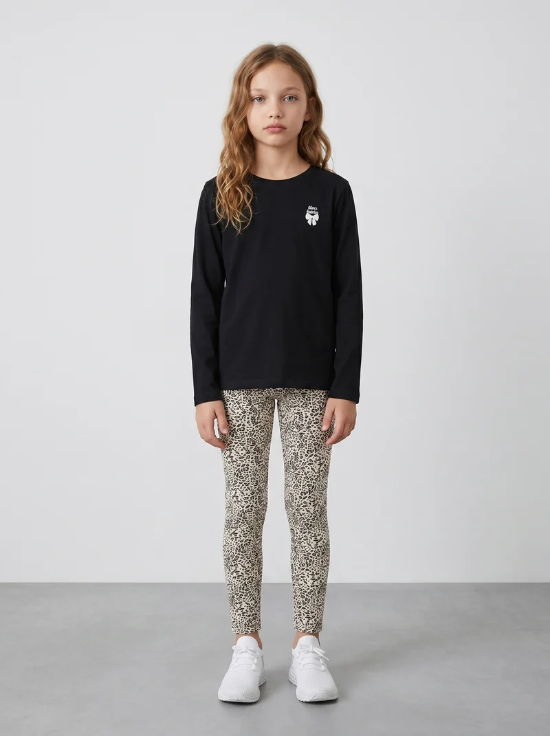 Leggings elasticizzati in cotone per bambina - Fantasia