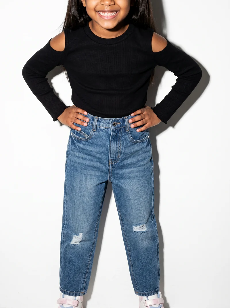 Jeans mom fit 5 tasche in denim cotone - Denim