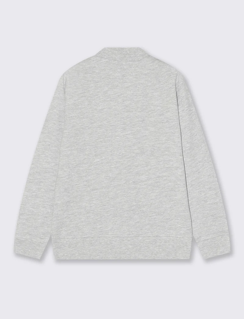 Felpa con zip e tascone vivace - Grigio chiaro mel.