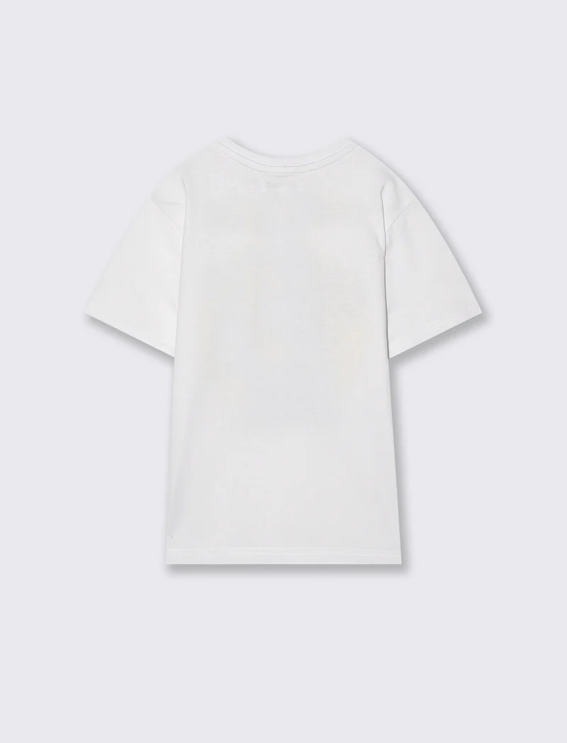 T-shirt estiva in cotone con stampa - Bianco