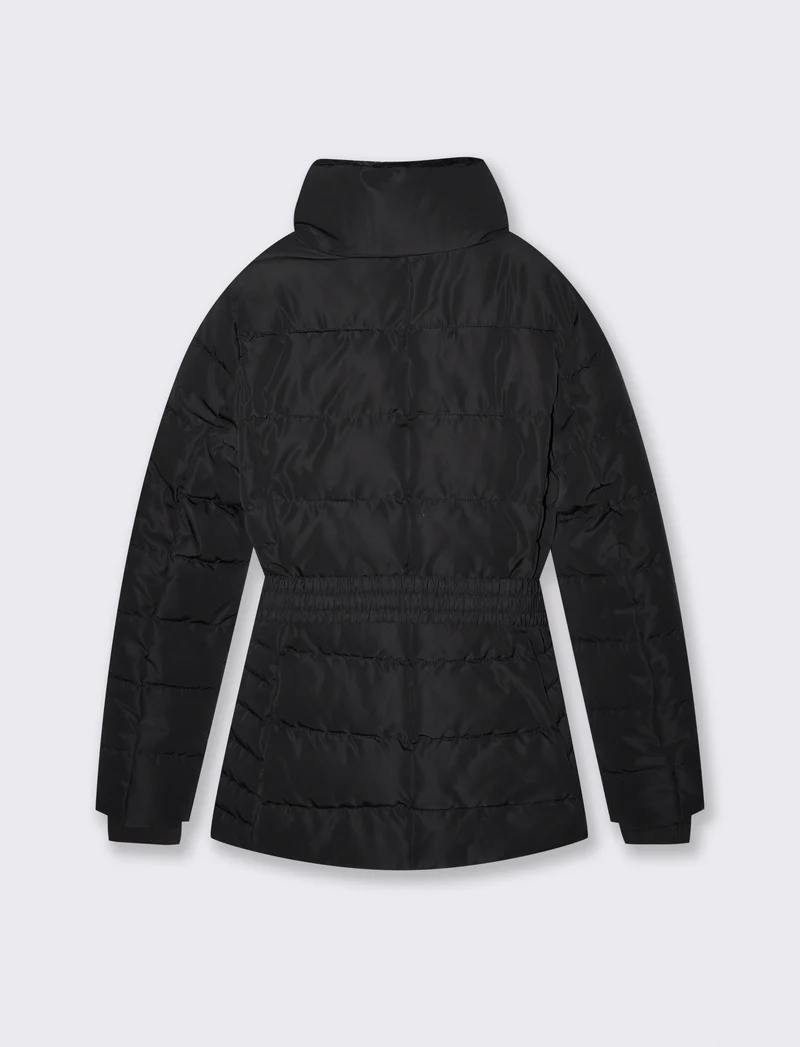 Giubbotto imbottito con cintura elastica - Nero