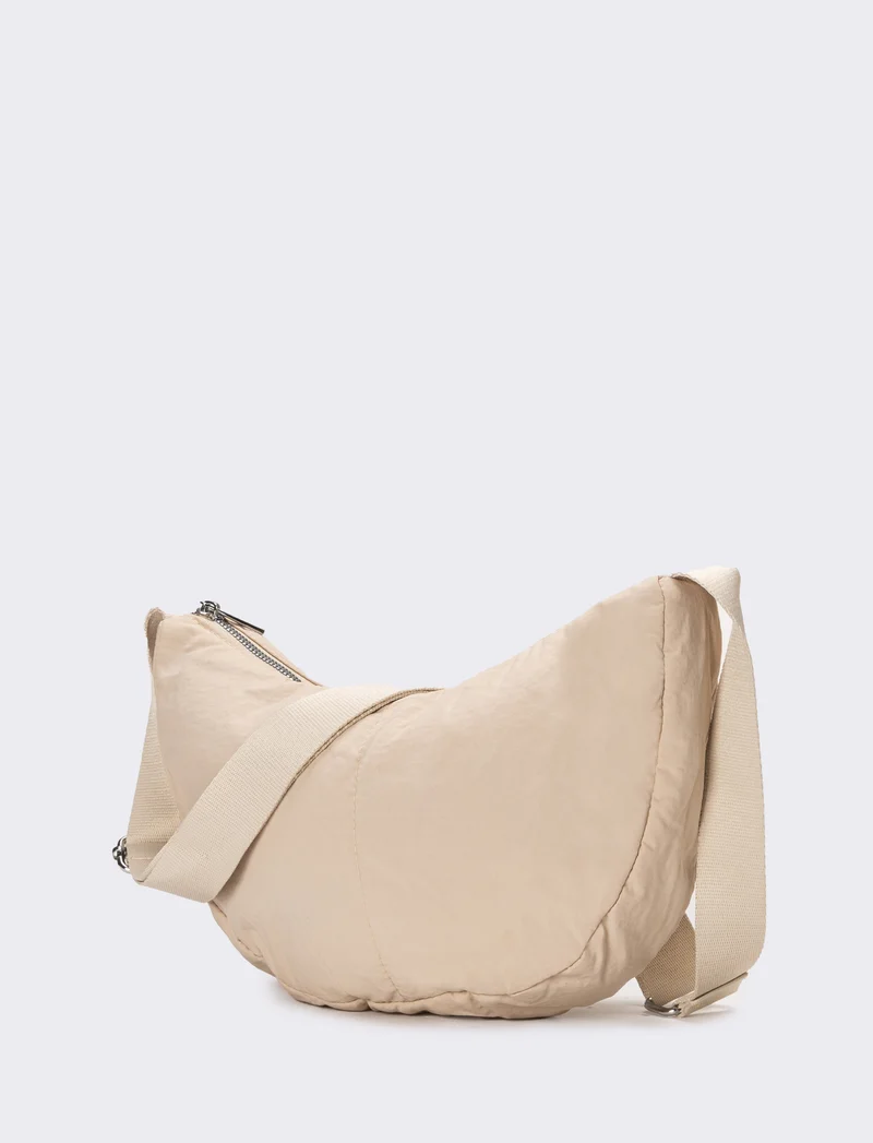 Borsa donna mezzaluna tracolla regolabile - Beige