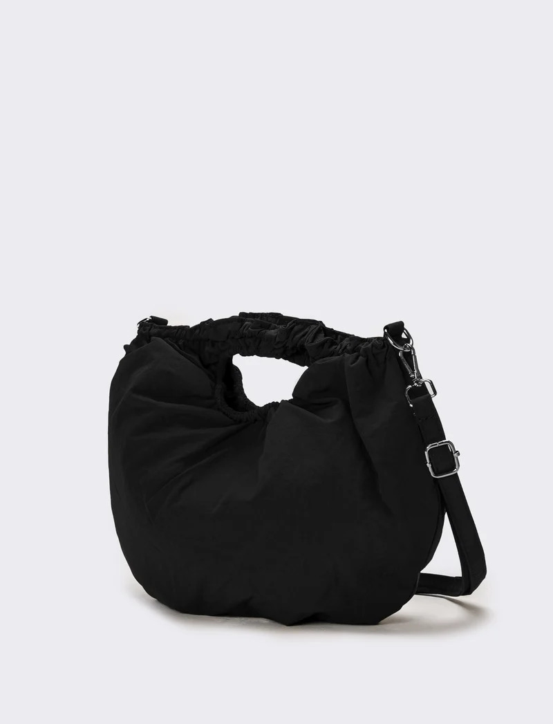Borsa donna con manico arricciato - Nero