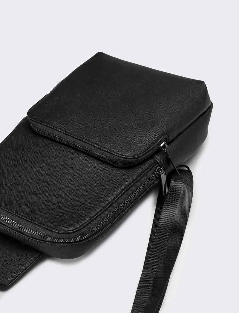 Borsa uomo monospalla in saffiano - Nero