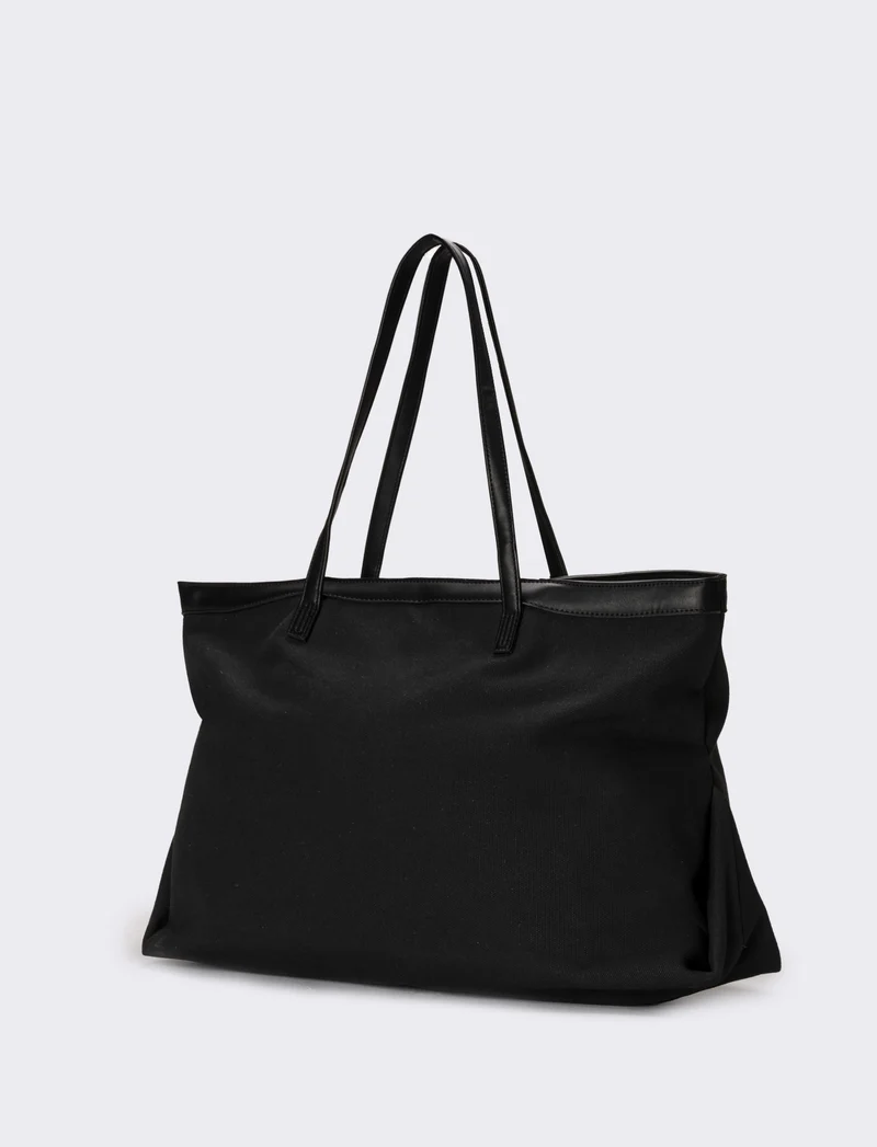 Borsone donna canvas con manici pvc - Nero