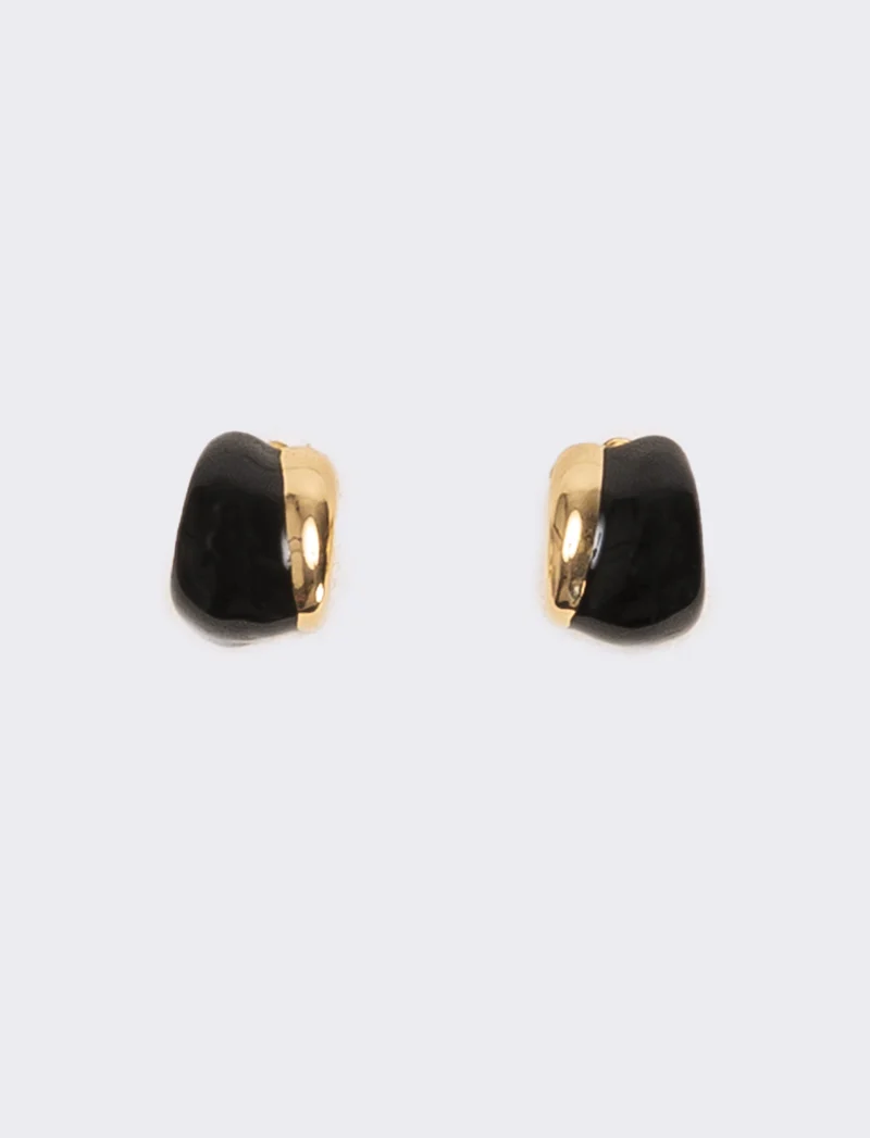 Orecchini donna con smalto e clips - Nero