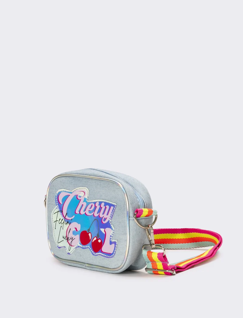 Borsa tracolla denim con tracolla rainbow bambina - Denim chiaro