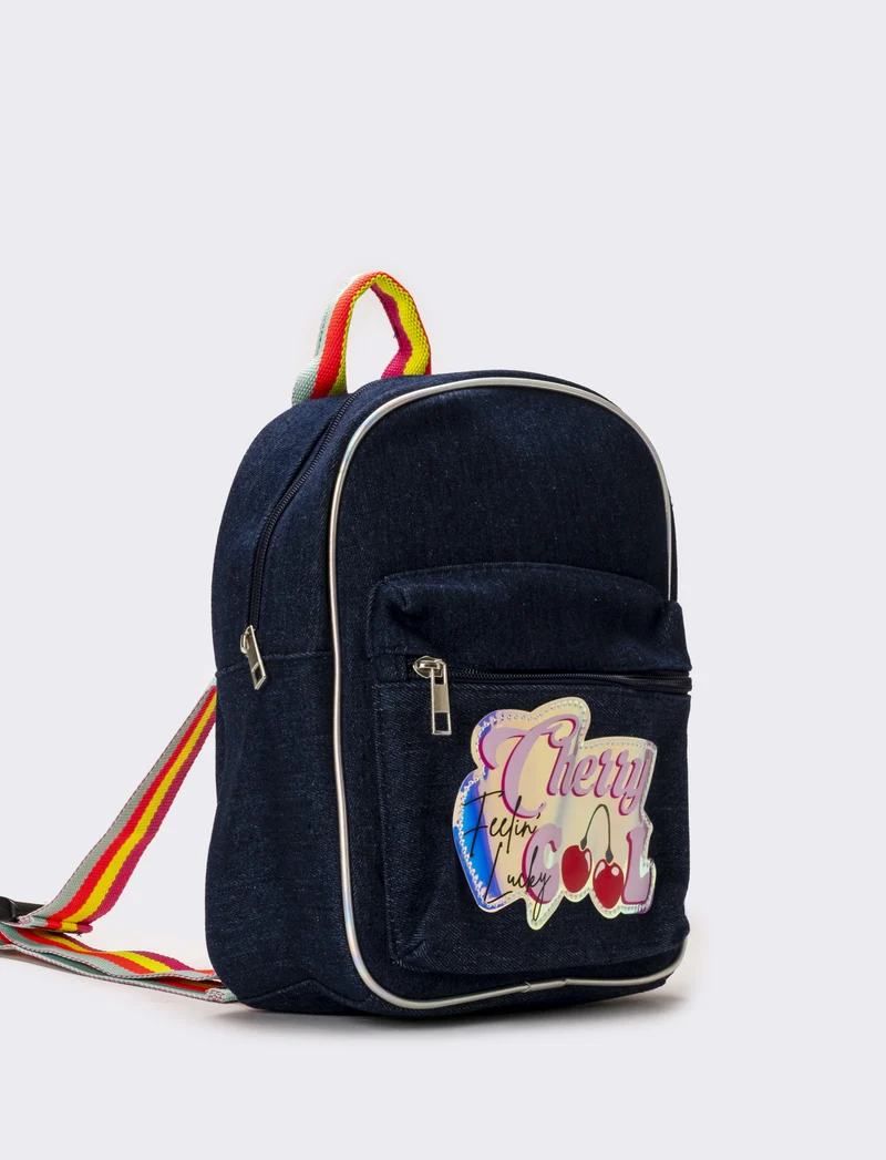 Zaino denim bambina con tracolla rainbow - DENIM SCURO