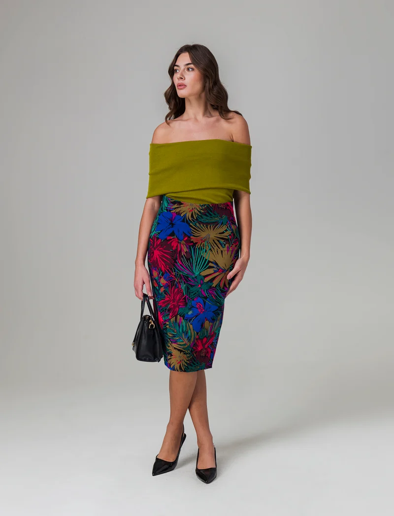 Maglia off shoulder da donna - Verde pistacchio