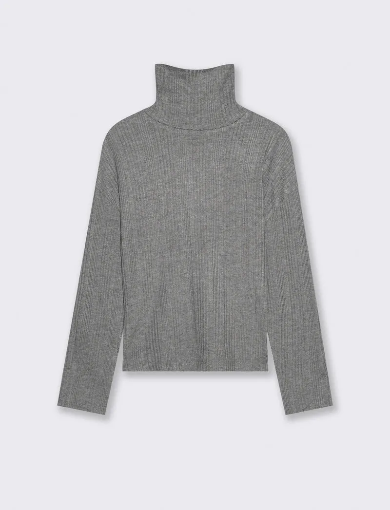 T-SHIRT A COSTE - Grigio mel.
