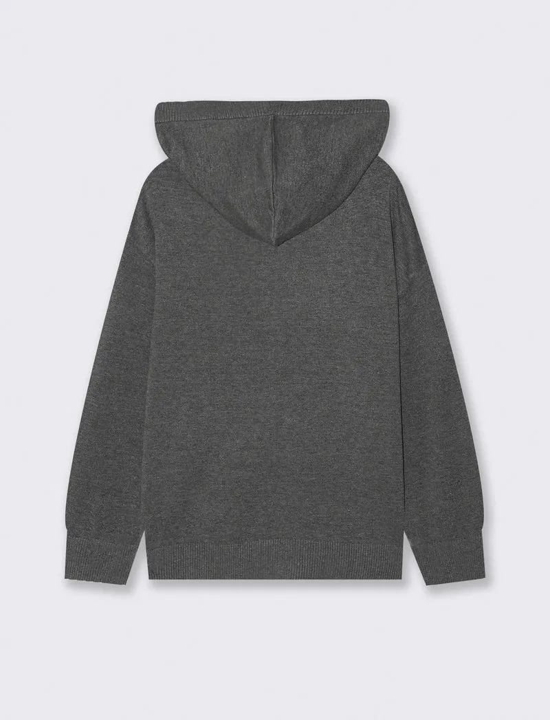 PULLOVER CON CAPPUCCIO - Grigio mel.