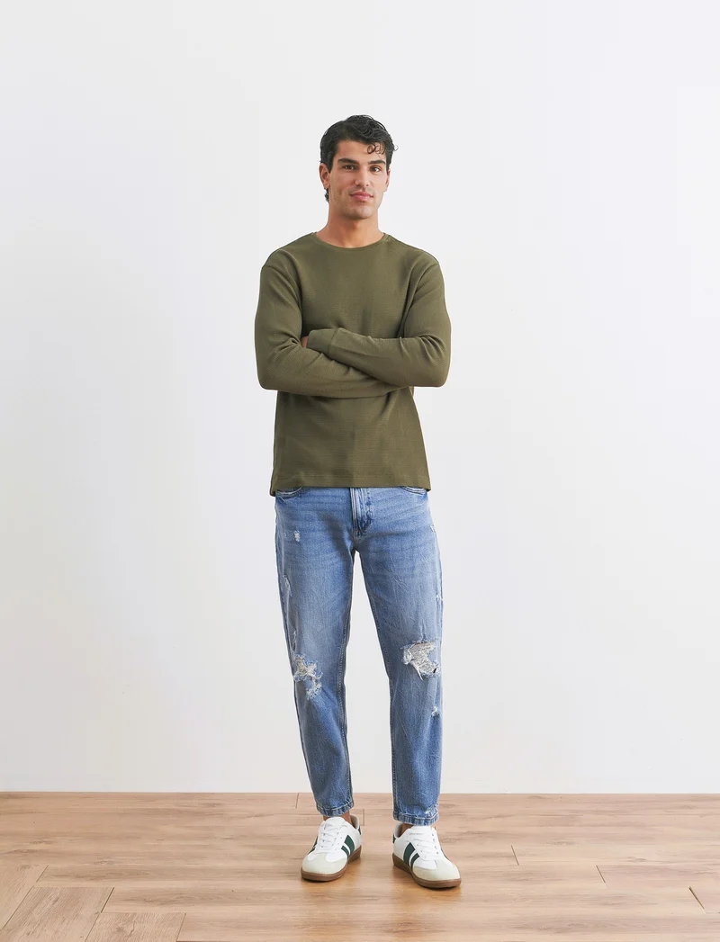 JEANS STRAIGHT FIT CON STRAPPI - Denim