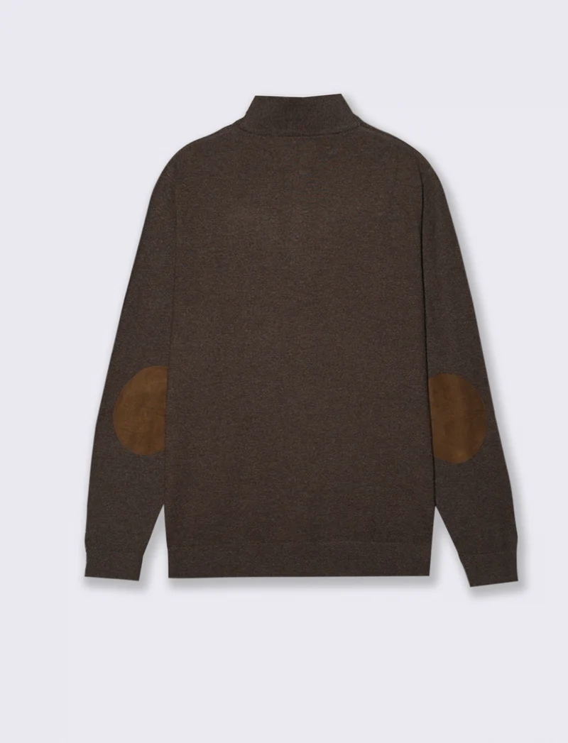 MAGLIA COLLO ALTO CON ZIP - moro/melange