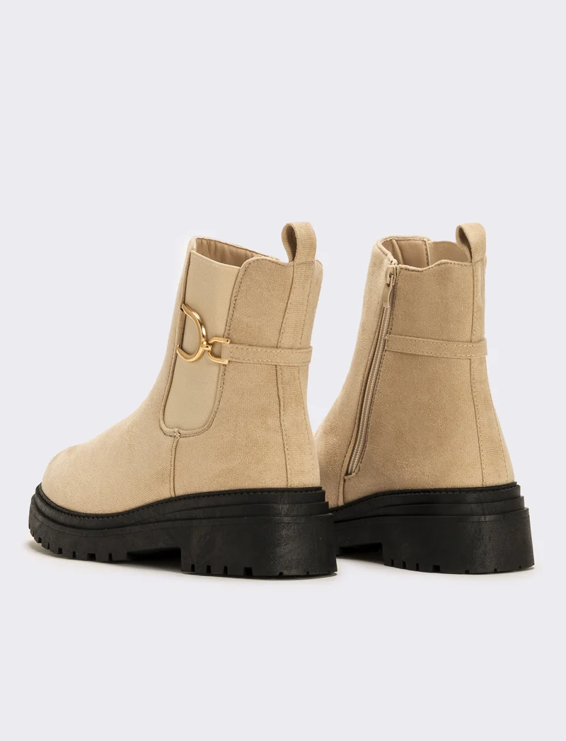 Tronchetto con decorazione metallica da donna - Beige