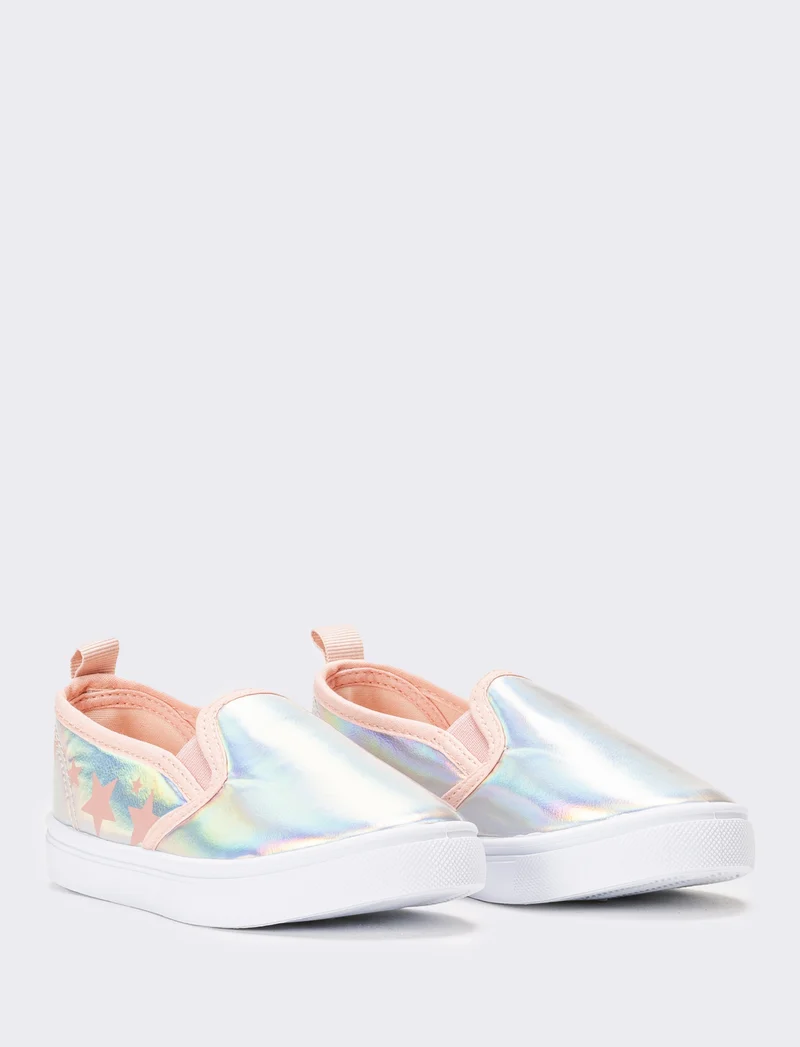 Slip-on con stelle da bambina - Argento