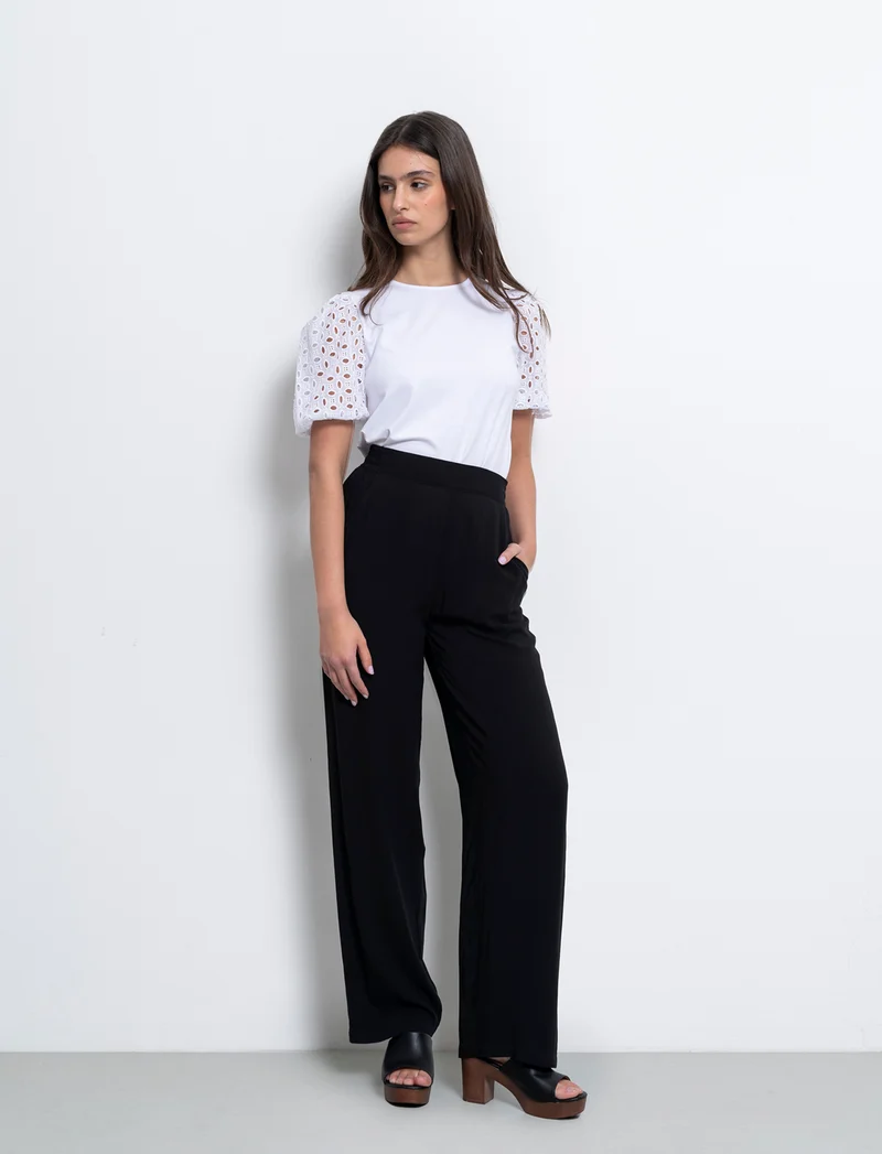 Pantalone con fusciacca in vita da donna - Nero