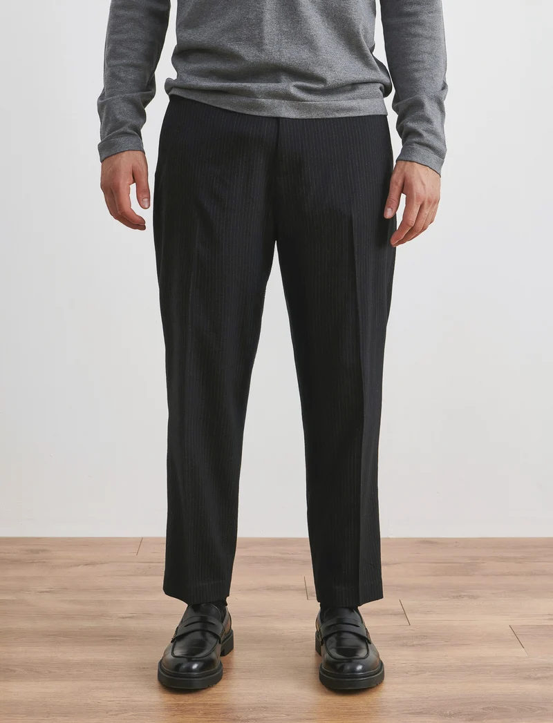 PANTALONI CHINO GESSATI EASY FORMAL FIT - Nero