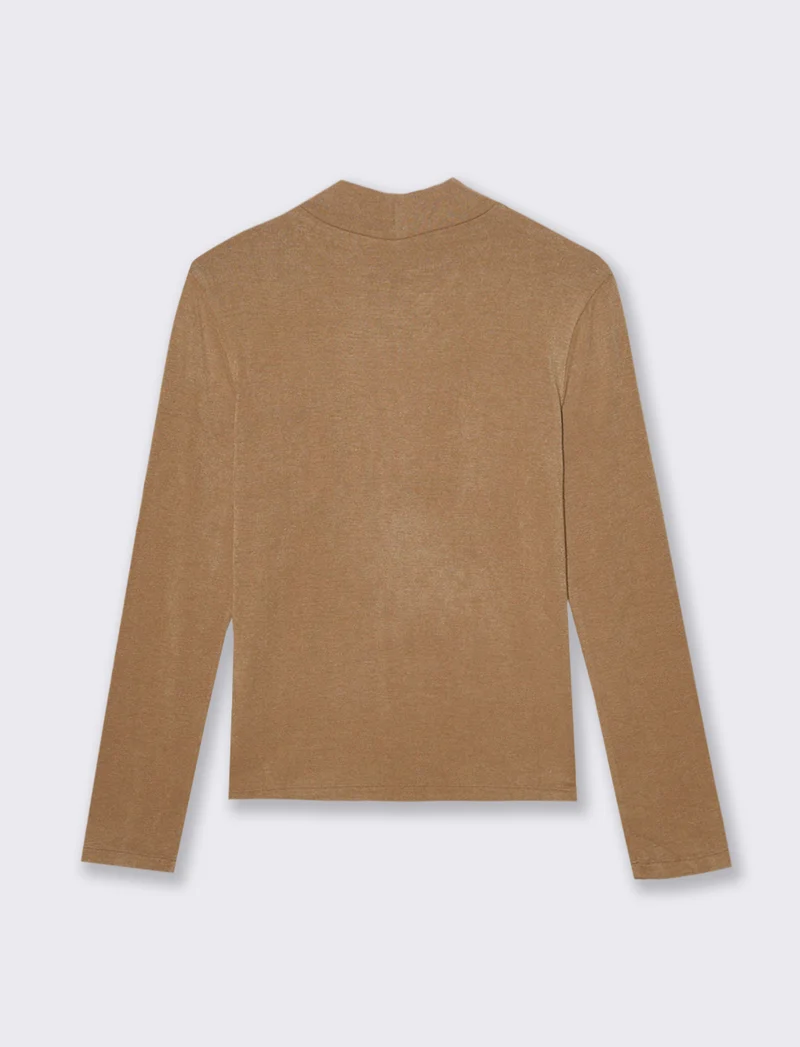 T-SHIRT BASICA MEZZO COLLO - Cammello