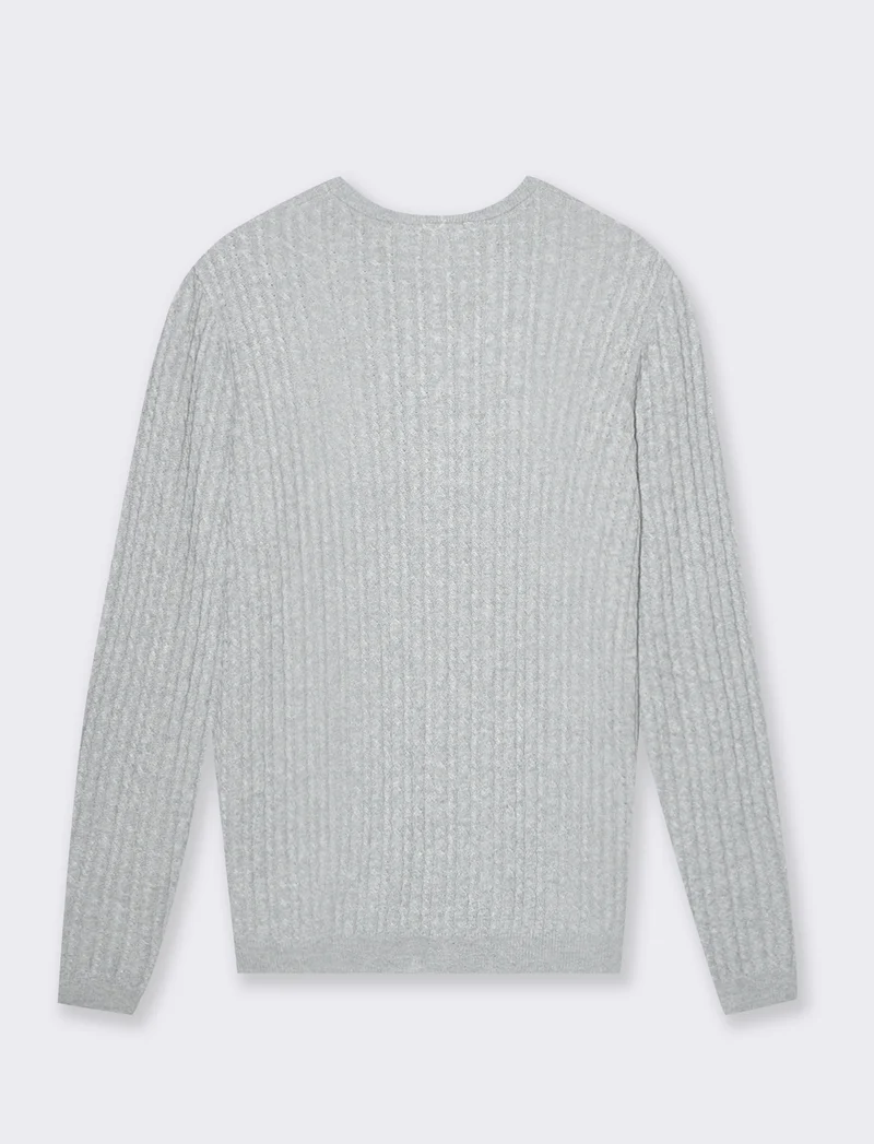 Cardigan basico a trecce da donna - Grigio chiaro