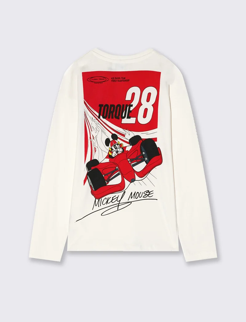 T-shirt maniche lunghe Mickey Mouse - Bianco latte