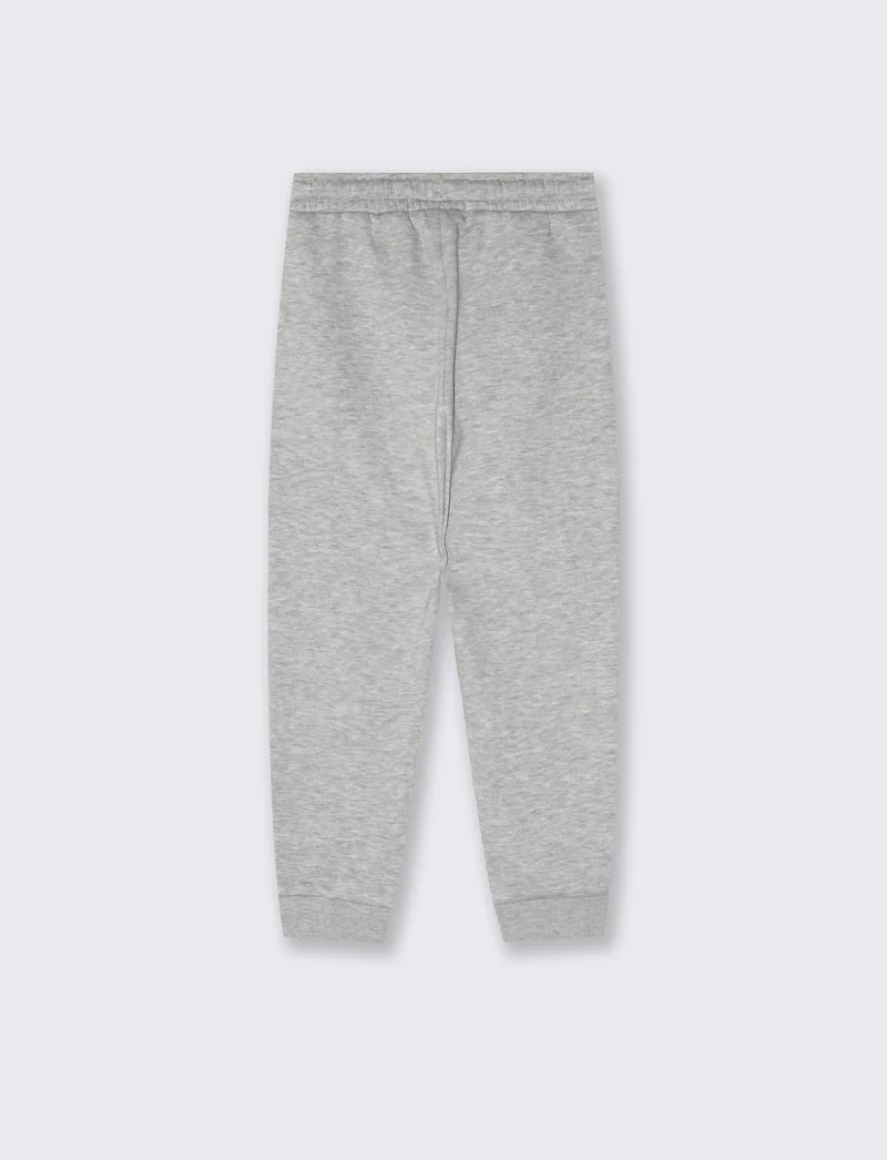 Jogger in felpa con stampa e tasche - Grigio mel.