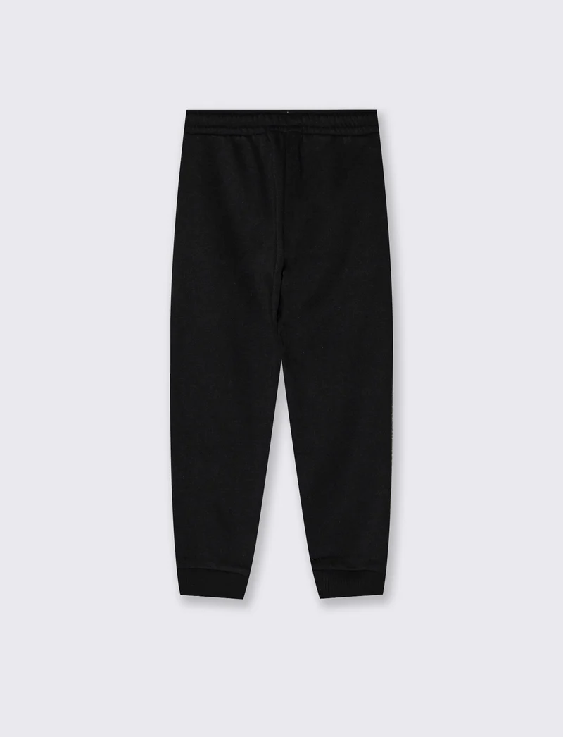 Jogger in felpa con stampa e tasche - Nero