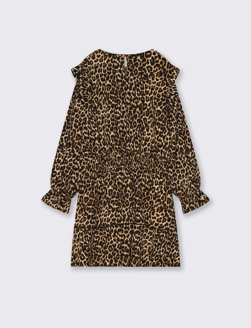 Abito vestito bambina in tessuto increspato - Leopardato