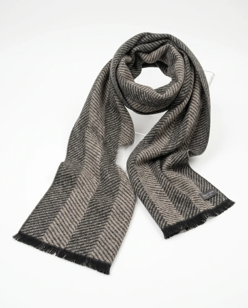 Sciarpa uomo righe verticali larghe - Beige