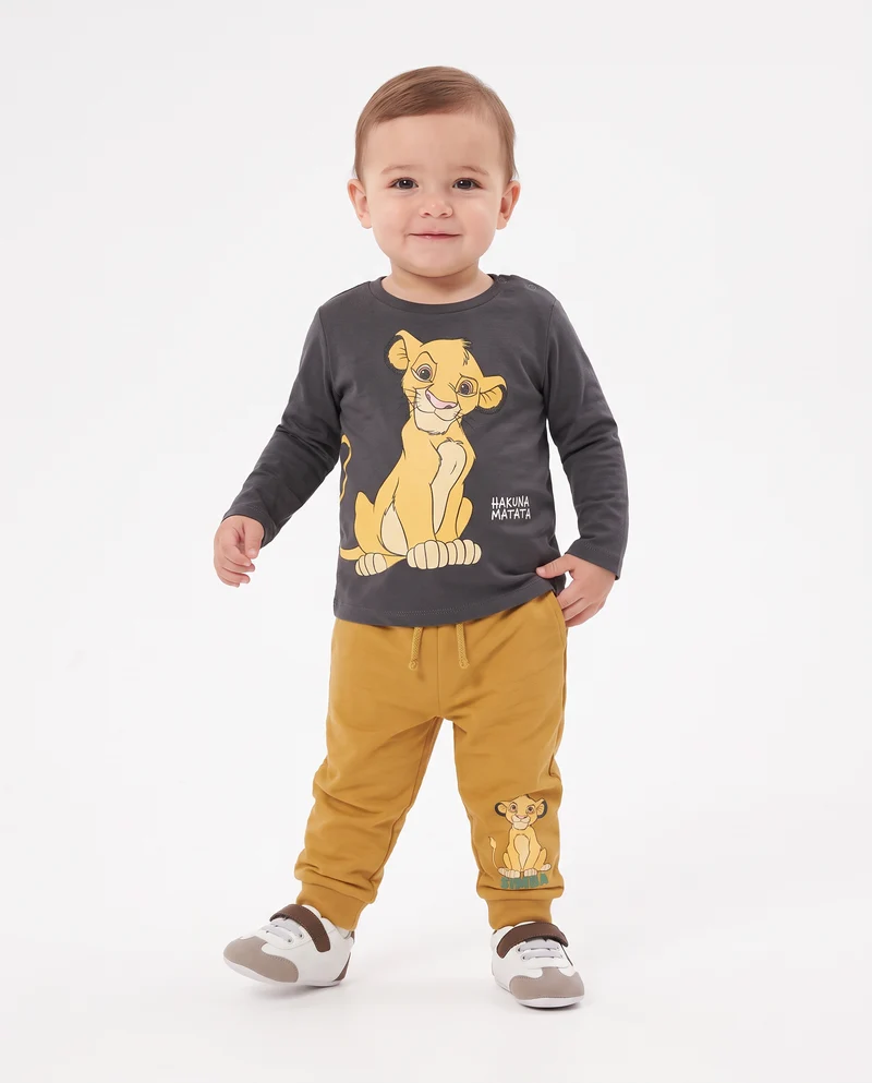 T-shirt Re Leone manica lunga girocollo - Grigio piombo