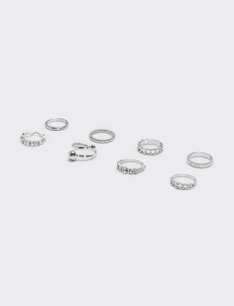 Card anelli 8 pezzi donna - Argento