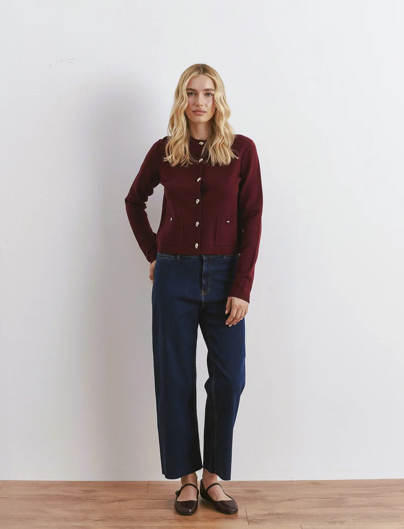 MAGLIA CARDIGAN CORTO CON TASCHE - Vinaccia