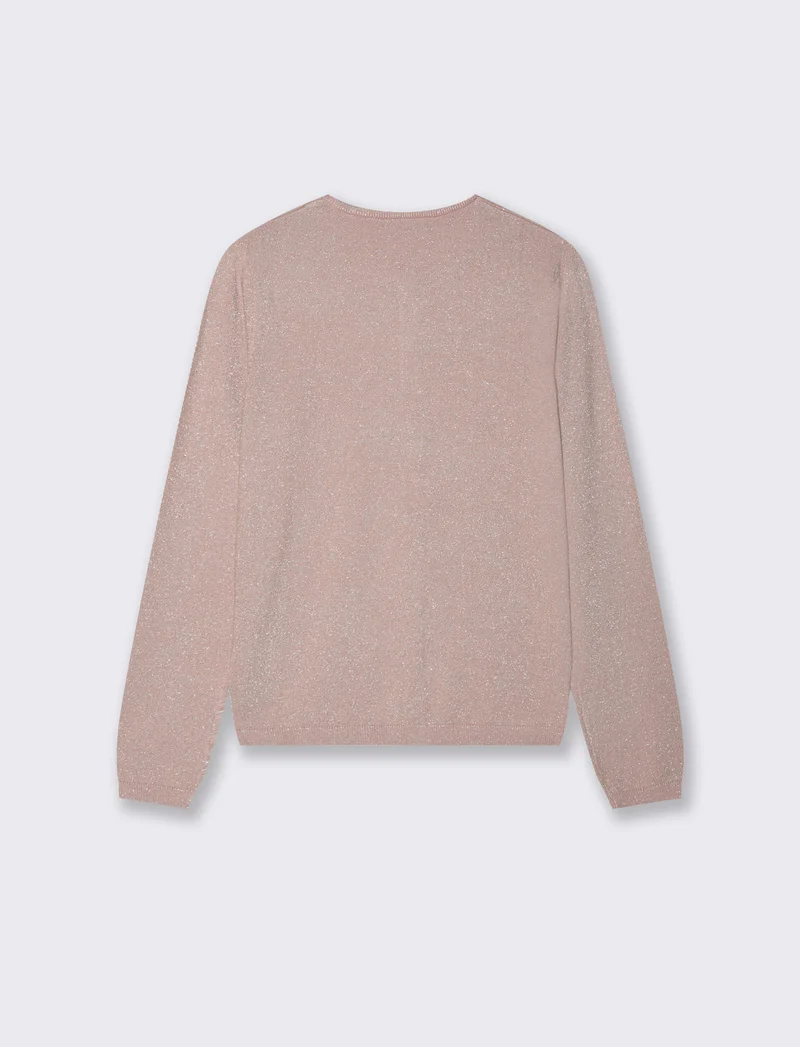 CARDIGAN CON TESSUTO CON FILO EFFETTO METALLO - Rosa antico