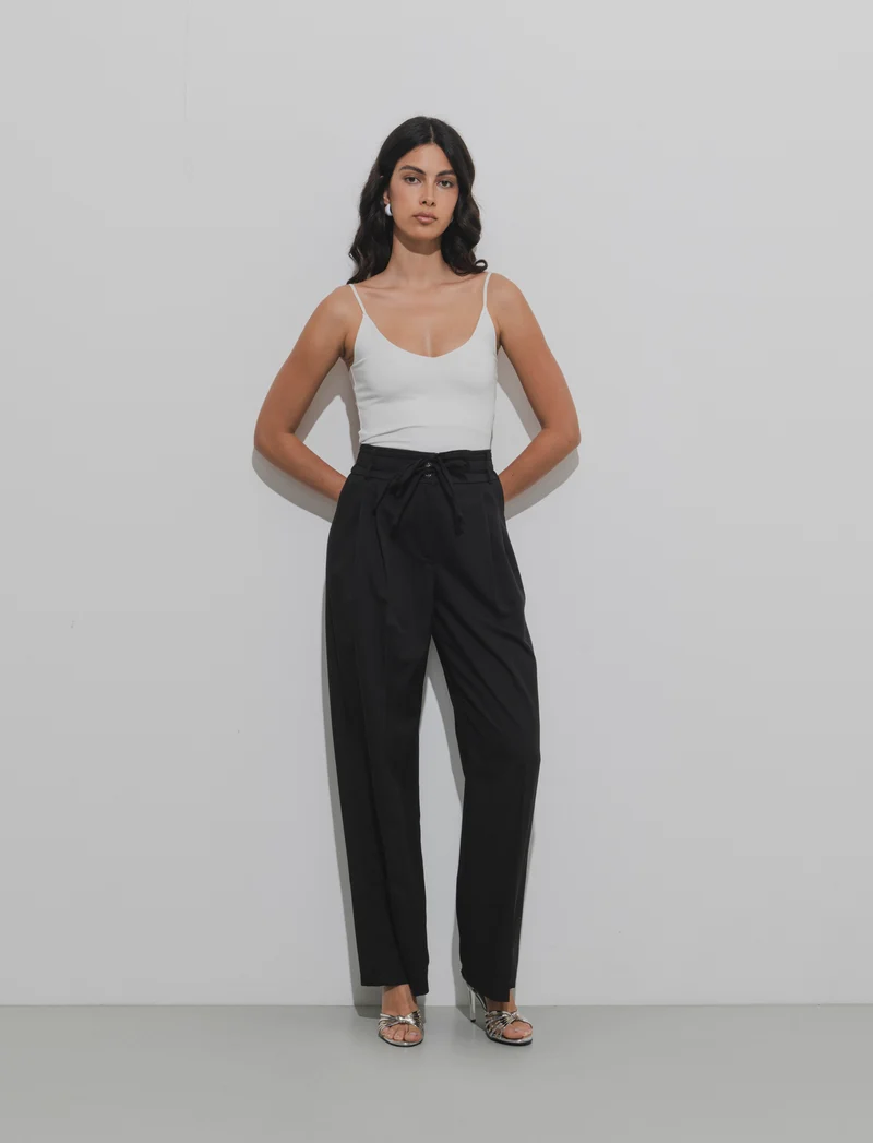 PANTALONE CON LACCI - Nero