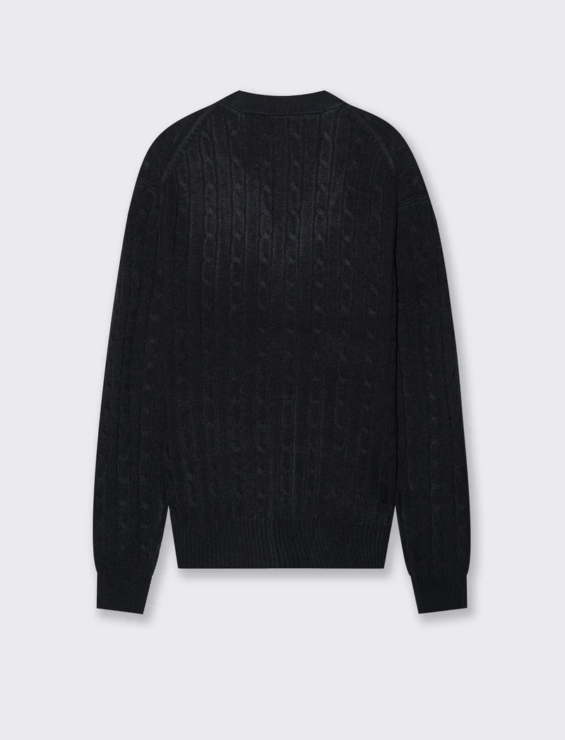 MAGLIA CARDIGAN A TRECCE: - Blu