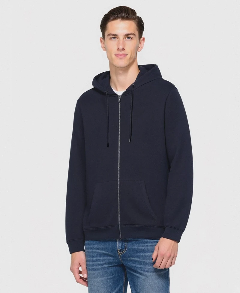 FELPA BASIC CON CAPPUCCIO E CERNIERA - Blu