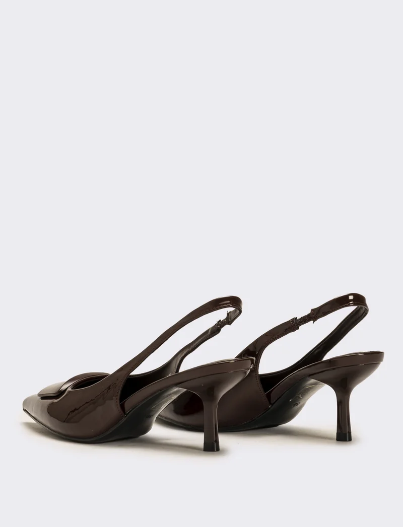 Slingback in vernice da donna - Marrone