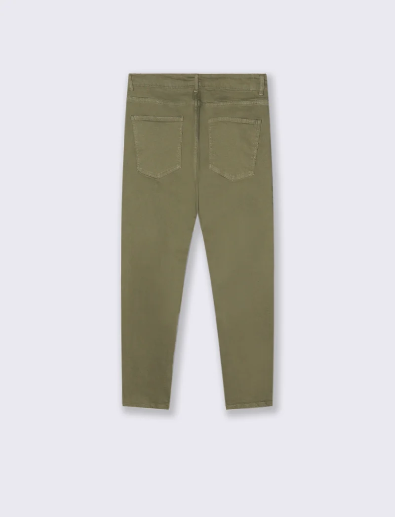 PANTALONI SLAVATI 5 TASCHE SLIM FIT - Verde kaki