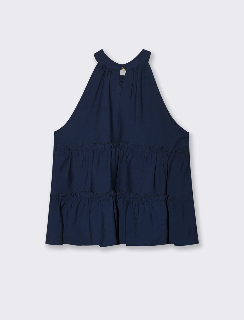 Top con rouches - Blu