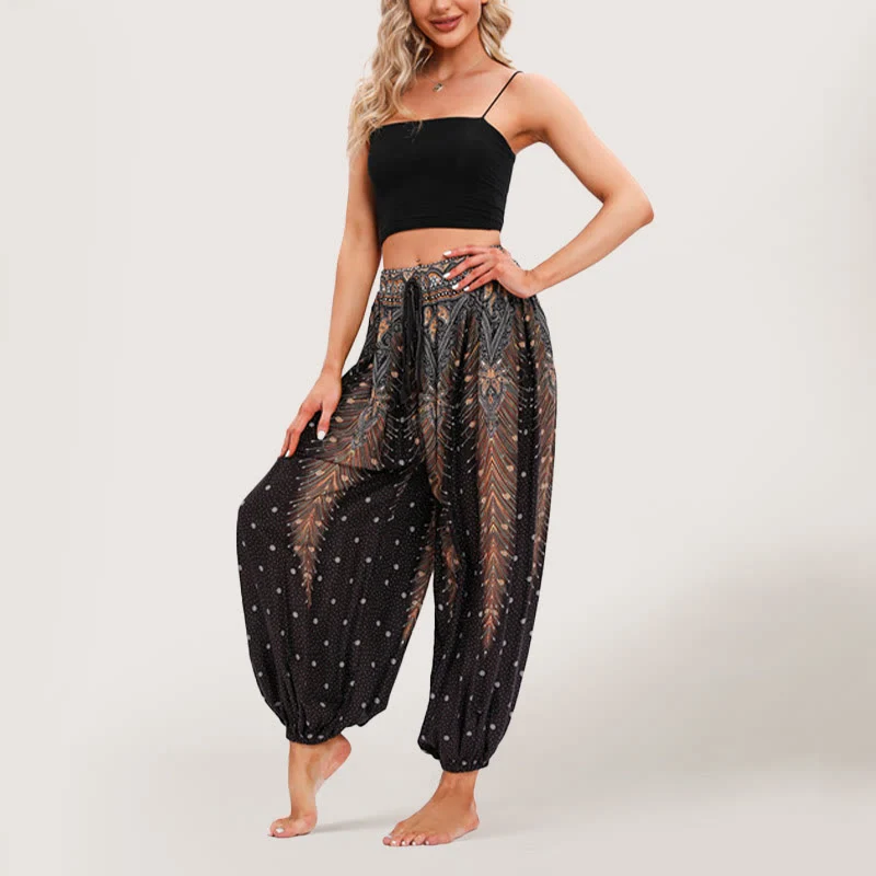 Olivenorma Celestial Print Boho Damen Haremshose mit elastischer Taille