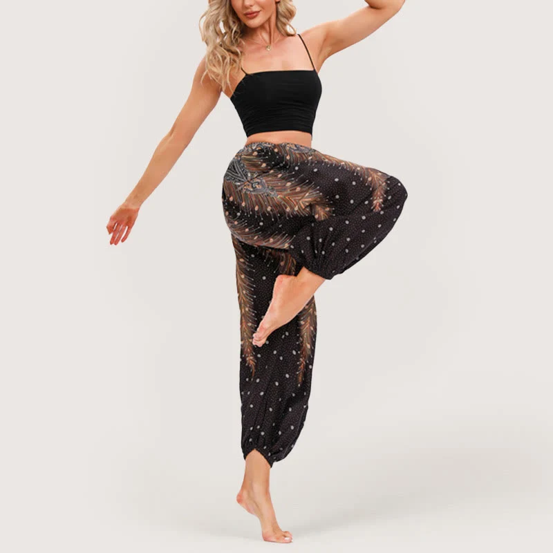 Olivenorma Celestial Print Boho Damen Haremshose mit elastischer Taille