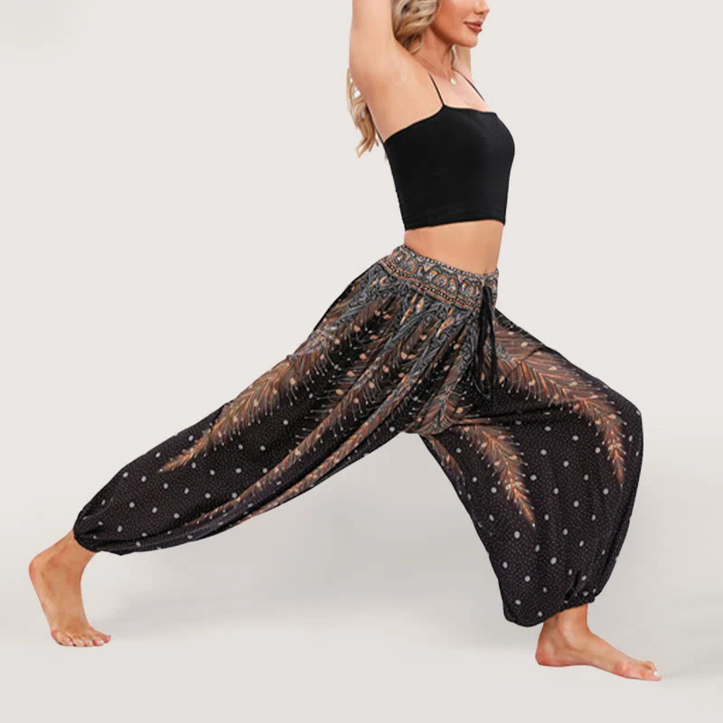 Olivenorma Celestial Print Boho Damen Haremshose mit elastischer Taille