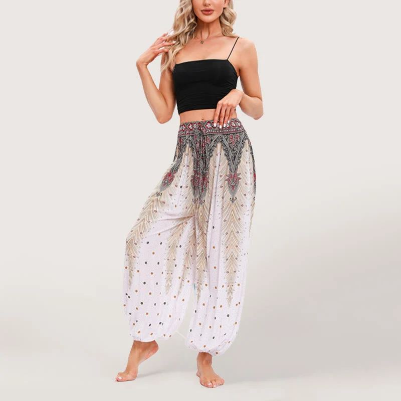 Olivenorma Celestial Print Boho Damen Haremshose mit elastischer Taille
