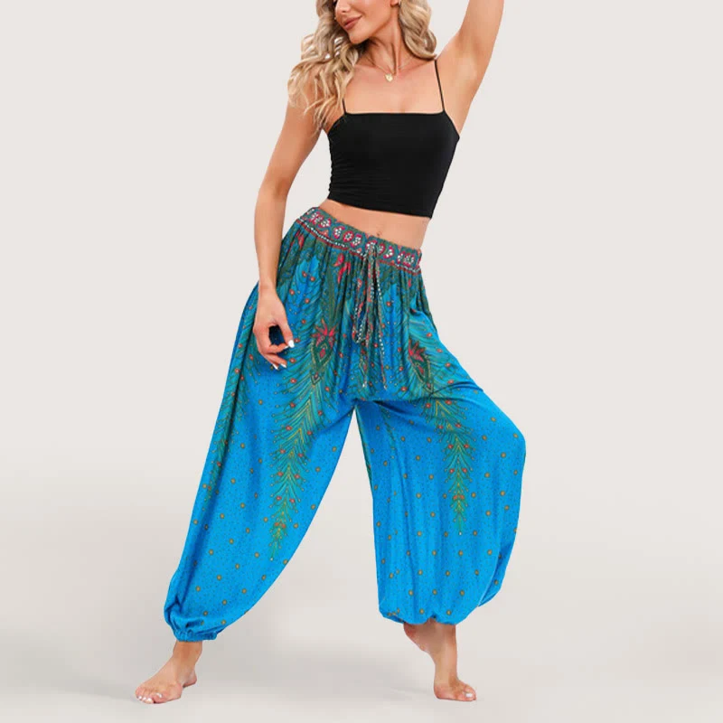 Olivenorma Celestial Print Boho Damen Haremshose mit elastischer Taille