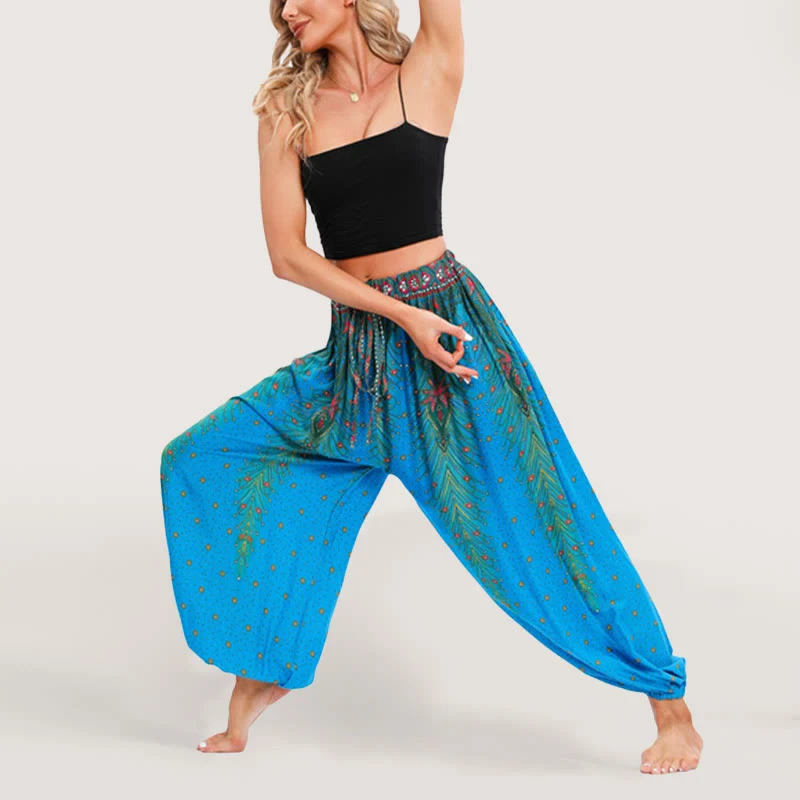 Olivenorma Celestial Print Boho Damen Haremshose mit elastischer Taille