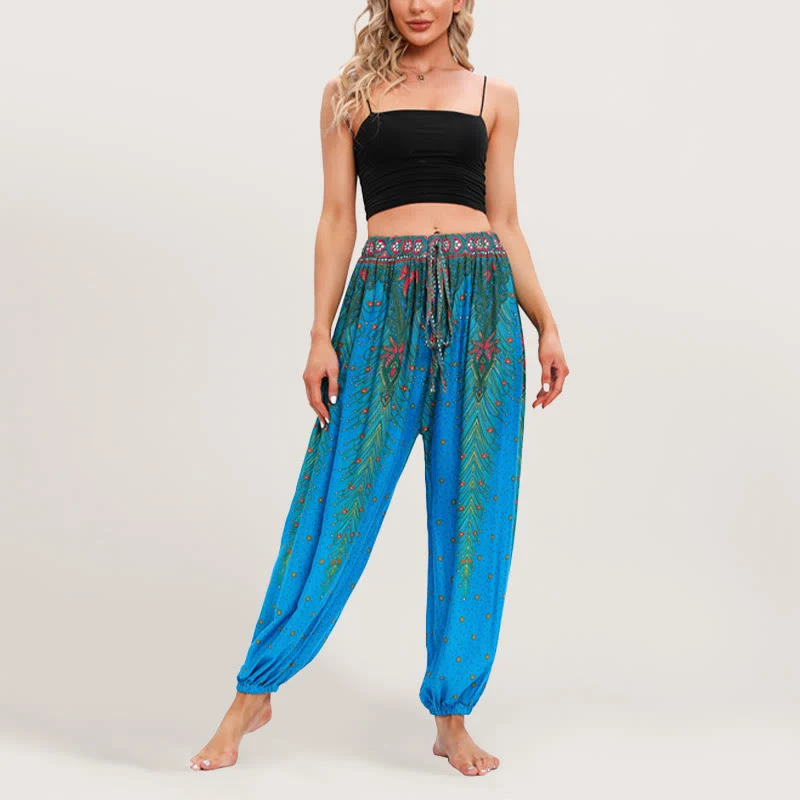 Olivenorma Celestial Print Boho Damen Haremshose mit elastischer Taille